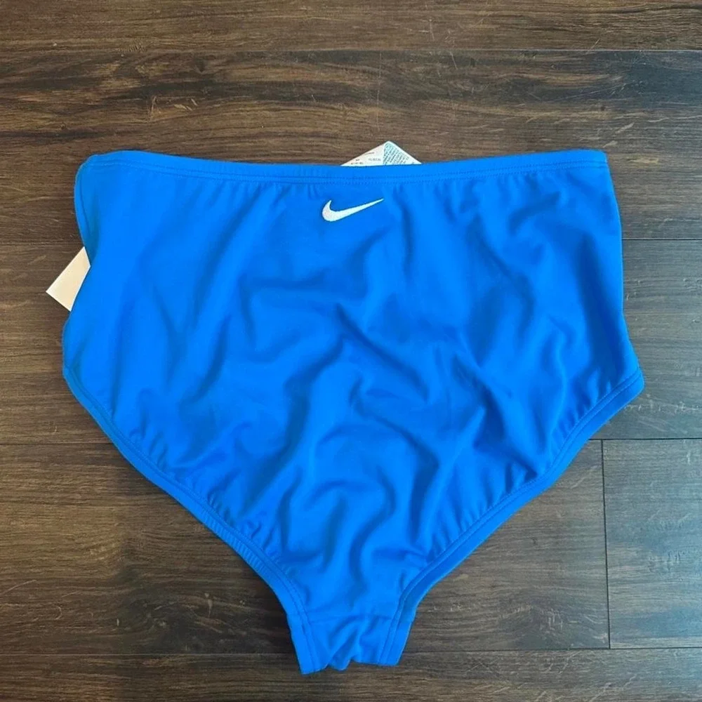 Nike Swim Blue Leopard Rash Guard and High waisted brief bottoms Girls Size XL